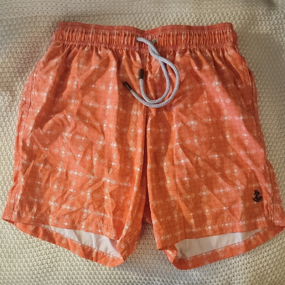 Retromarine Orange And White M Swim Trunks